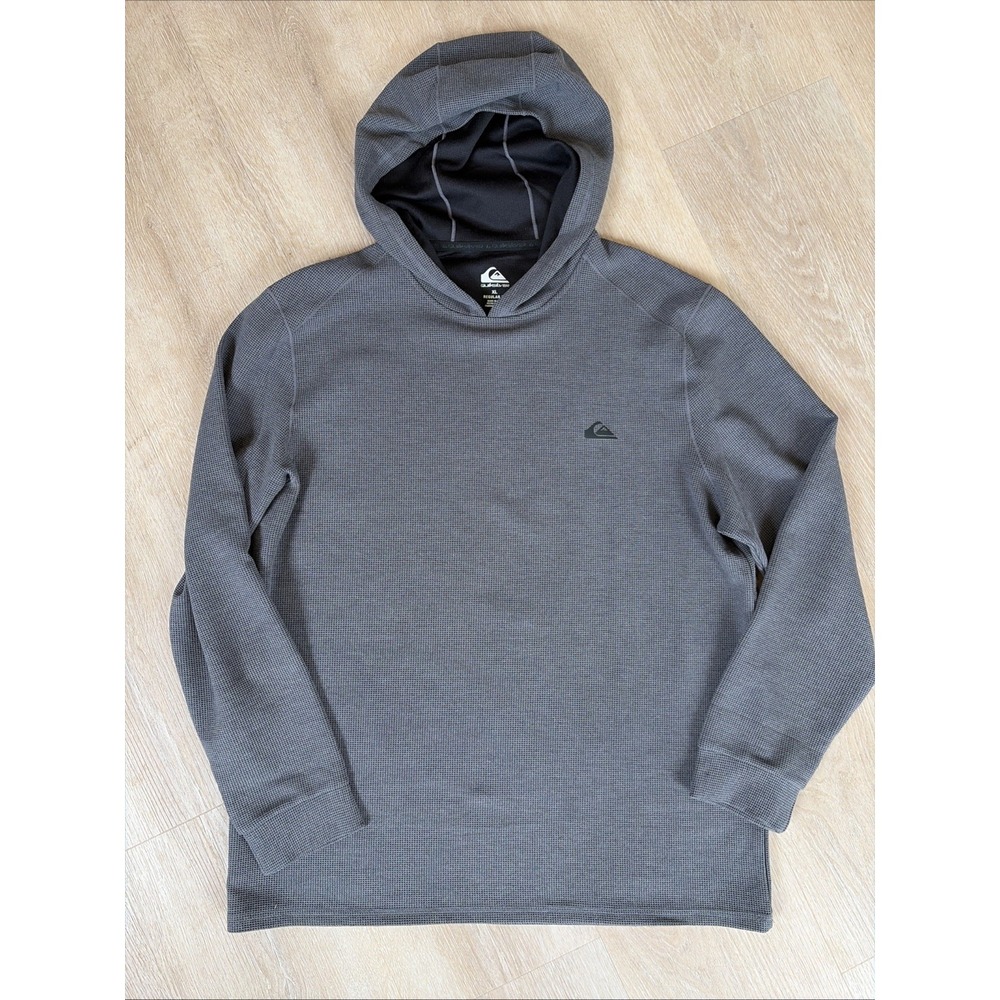 Quiksilver DryFlight Knit Hoodie Longsleeve XL Gray Waffle Knit Surf EUC